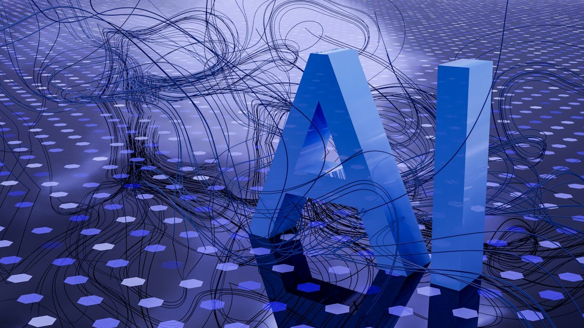 Abstract artificial intelligence visual for an AI startup funding report